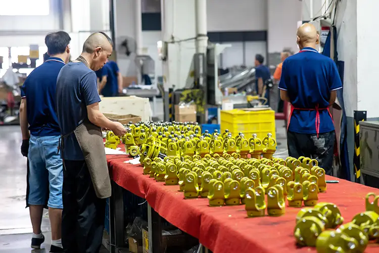 Workers are packing yokes