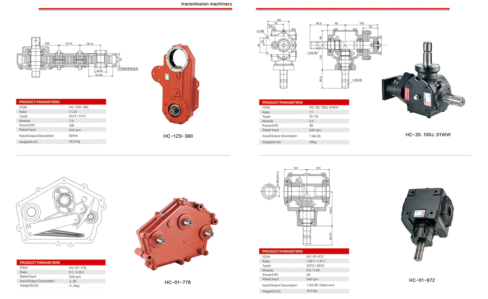 parameter of Lawn Mower Gearbox