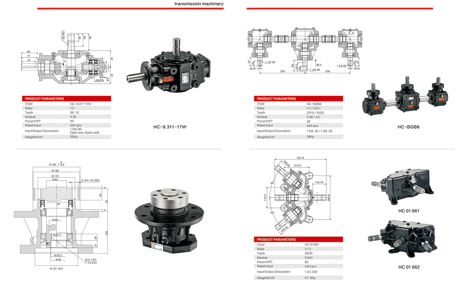 parameter of Lawn Mower Gearbox