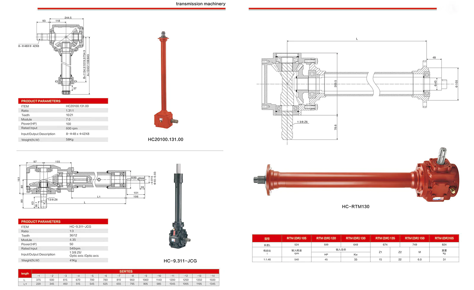 parameter of Rotary Cultivator Gearbox