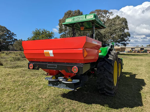The picture shows the actual scenario of Fertilizer Spreader Gearbox installed and working on a machine