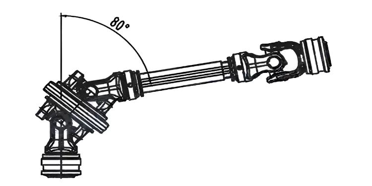 The PTO drive shaft joint does not operate continuously with an angle close to 80°, but only for brief periods (steering)