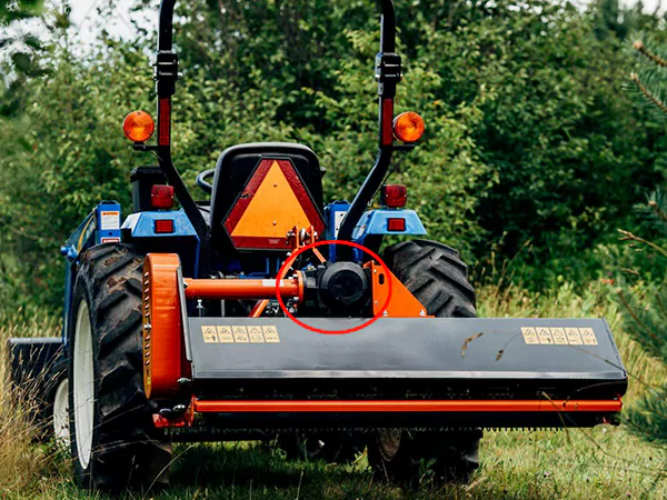 The picture shows the location of the Flail Mower Gearbox installed on the machine