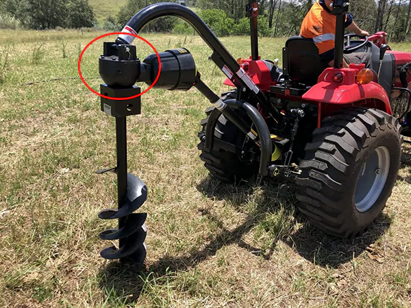 The picture shows the installation location of Post Hole Digger gearbox on the machine
