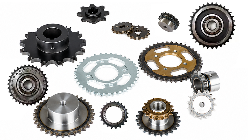 Various replacement PTO sprockets with different tooth counts, bore sizes and hub designs for agricultural machinery