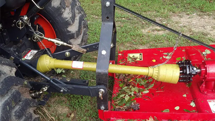 Tractor PTO shaft connected to farm implement